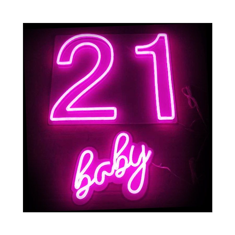 21 Baby * LED Neon Sign for 21st Birthday Party