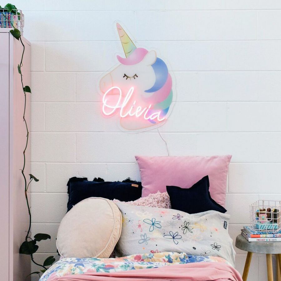 LED Neon Light Sign with Holder Base for Party Supplies Girls Room Decoration Accessory for Summer Party Table Decoration Children Kids Gifts Unicorn Head Colorful Neon Sign UH colorful with holder 