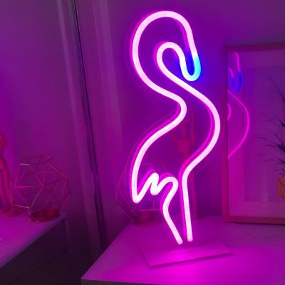 Led Neon Wall Lights, Brilliant Ideas Flamingo Led Neon Table Lamp