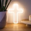 LED neon cross shown illuminated in white - photo from CustomNeon.com