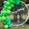 Custom Neon's Happy Birthday LED on mesh with a light up number 1 and green balloons - photo from CustomNeon.com