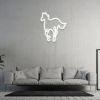 White LED neon horse light on grey textured wall above a sofa in a modern living room - by Custom Neon®
