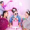 Let's Party LED neon sign shown at a tweens birthday party  - from Custom Neon
