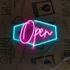 LED neon flex open sign in pink with a blue outline - from CustomNeon.com