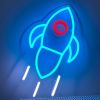 Custom Neon® space shuttle rocket ship in blue red and white