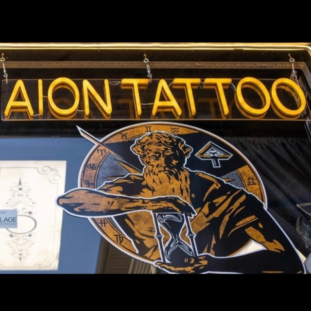 Columbus tattoo shop sign by Custom Neon® @aointattoo