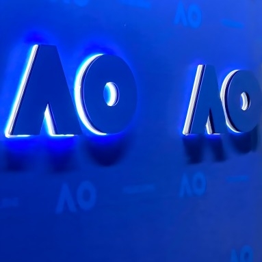 Australian Open lettermark as a backlit Custom Neon® sign