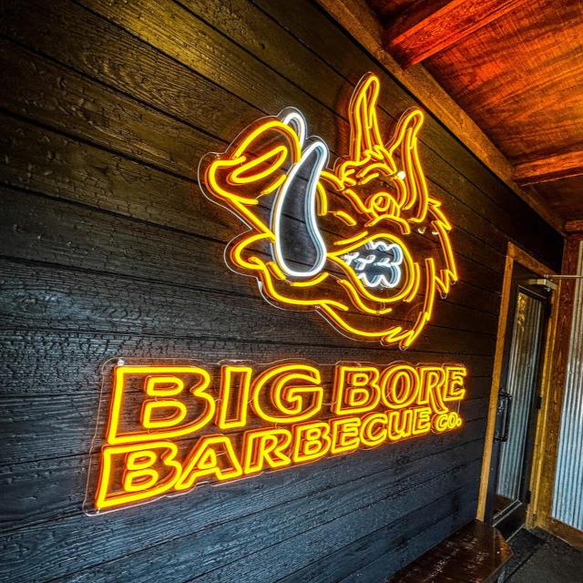 Multicolor Custom Neon® restaurant logo sign @bigborebarbeque