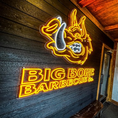 Multicolor Custom Neon® restaurant logo sign @bigborebarbeque
