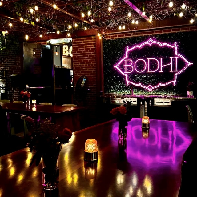 Custom Neon® logo sign made in IP67 waterproof LED neon for the @bodhi.indy Thai restaurant