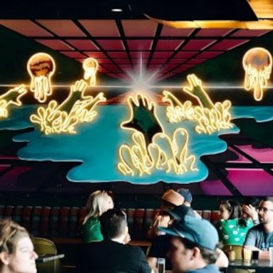 Custom Neon® LED neon art on a mural @burialclt @burialbeer