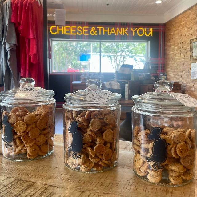 Custom Neon® orange Cheese and Thank You retail sign @byrdcookieco