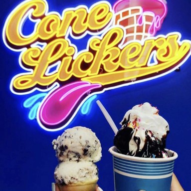 Cone Lickers ice cream parlour UV printed sign made by Custom Neon®