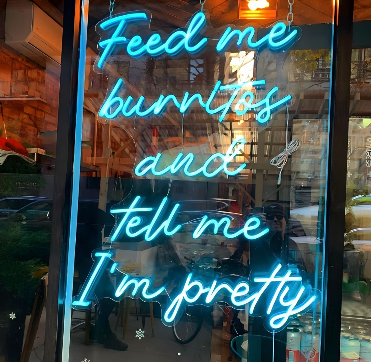 Blue storefront window sign @weekendsbk by Custom Neon® 