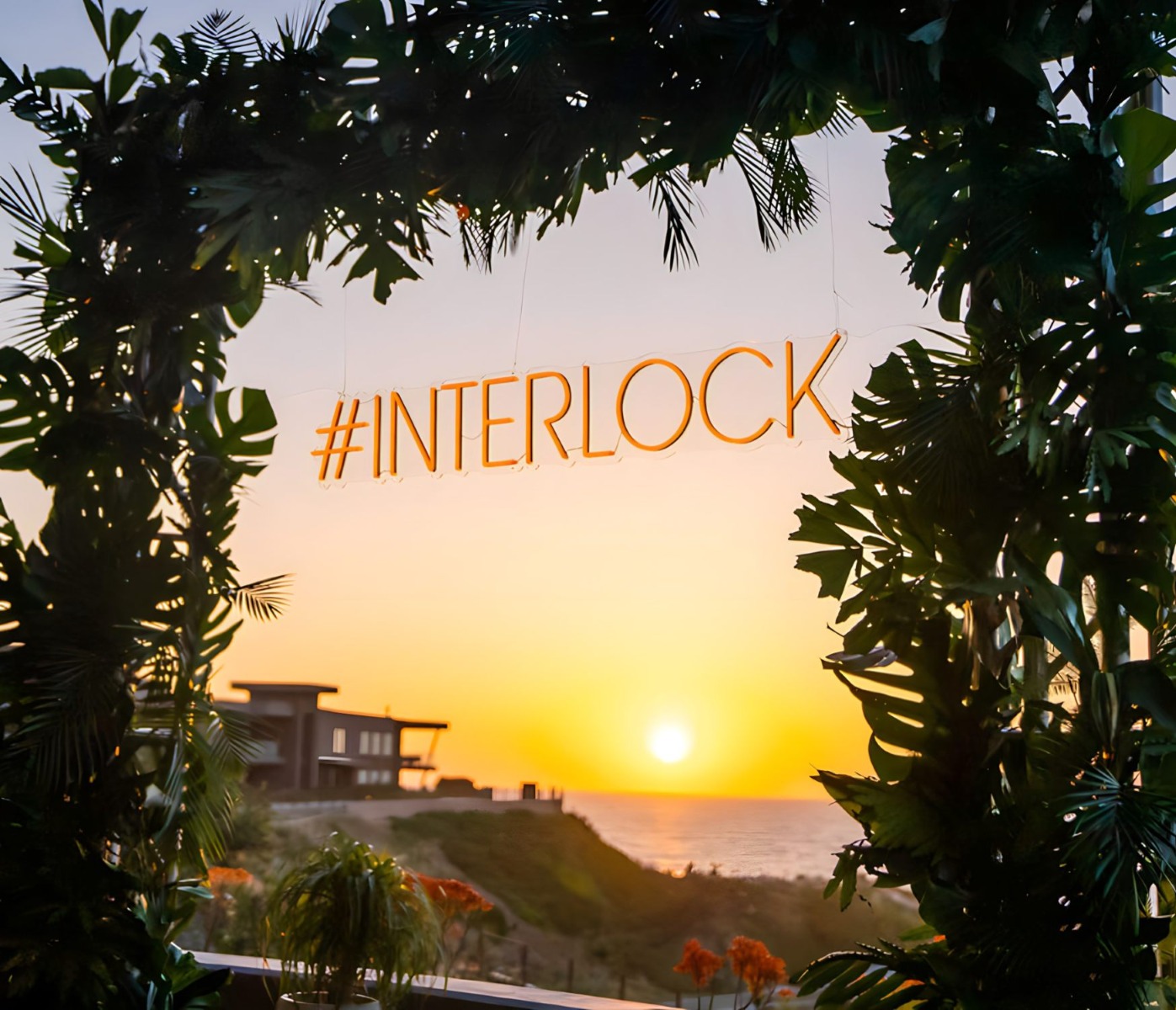 Orange #interlock Custom Neon® suspended hashtag sign @sarabrownevents