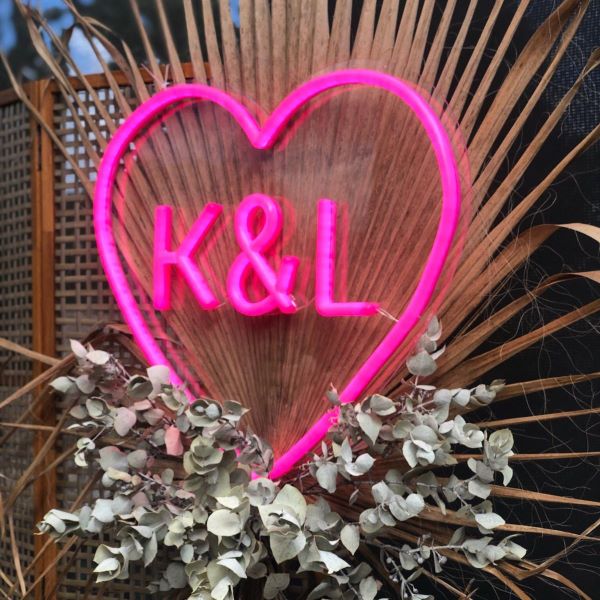 Pink Custom Neon® heart with initials