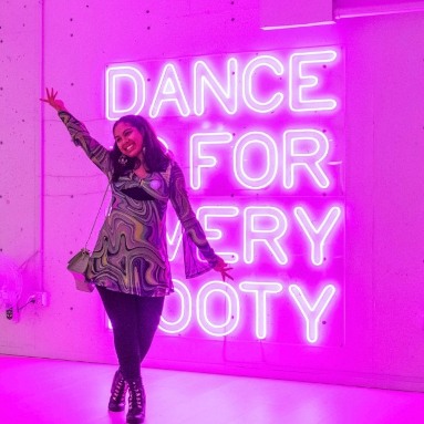 Dance is for Every Booty large pink Custom Neon® sign on the wall @poproxdancestudio