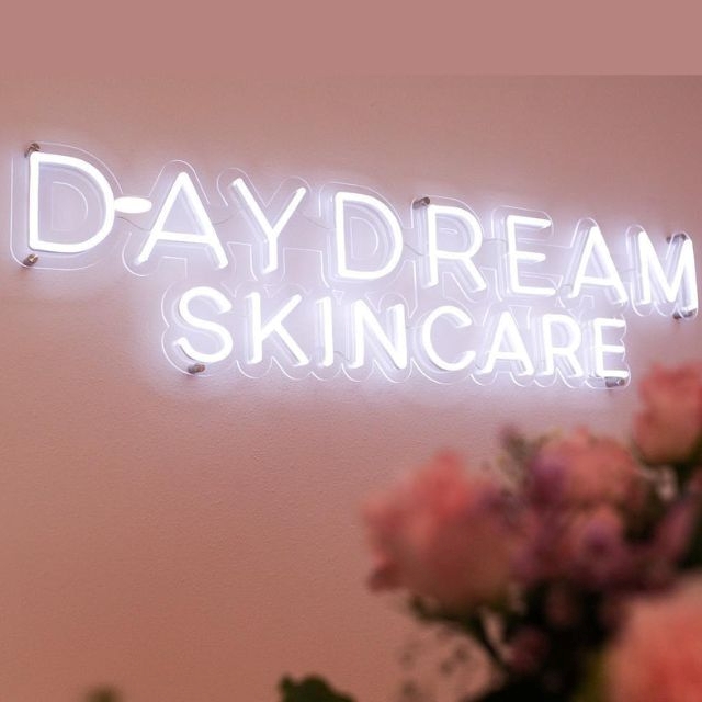 White beauty salon name sign by Custom Neon® @daydreamskincare