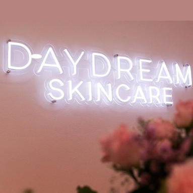 White beauty salon name sign by Custom Neon® @daydreamskincare