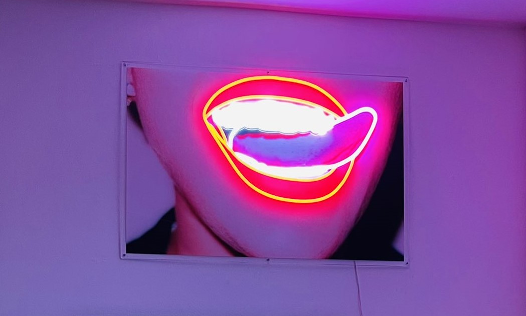 Custom Neon® UV print of Miley Cyrus with pink & white LED @derekmmiller