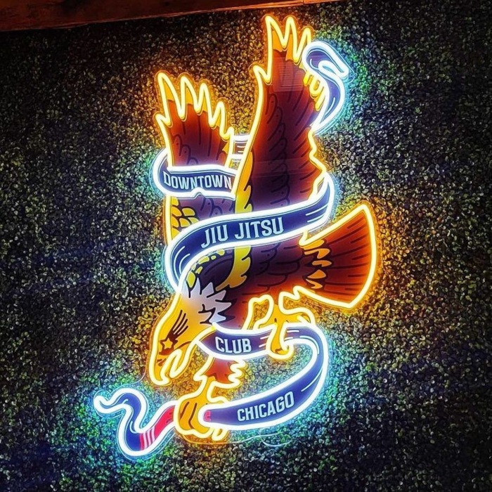 Custom Neon® Chicago business logo sign @downtownjiujitsuclubchicago