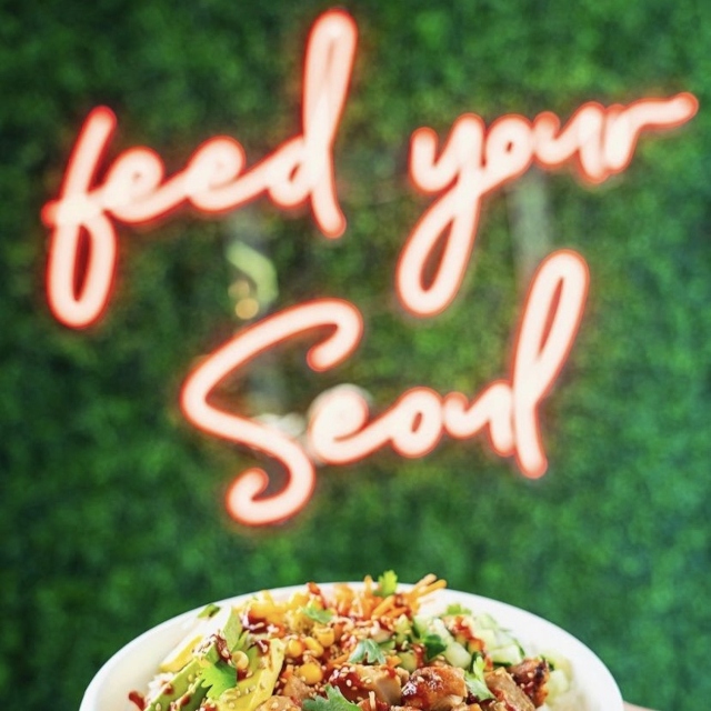 Red restaurant Custom Neon® quote sign @seoulspice