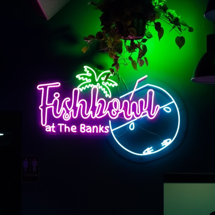 Custom Neon® logo sign for bar @fishbowlatthebanks