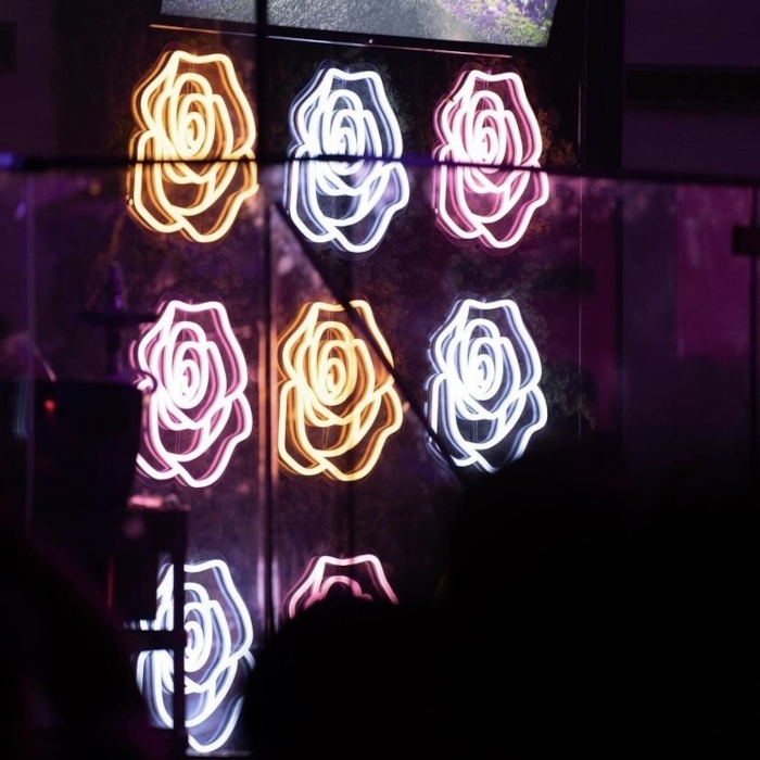 Multicolored Custom Neon® flower wall artwork @leedesign