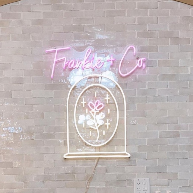 Hair salon logo sign by Custom Neon® @frankieandco.salon