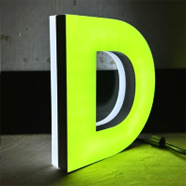 Front and Back lit letter D sign