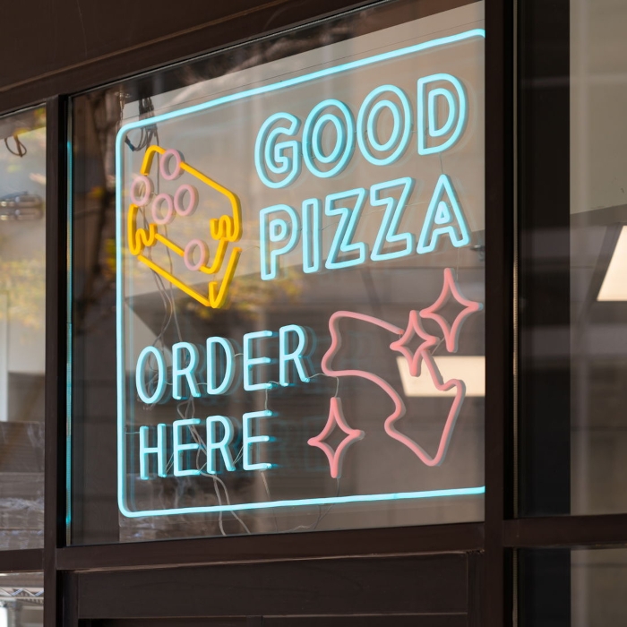 Multicoloured window sign by Custom Neon® @firstavenue