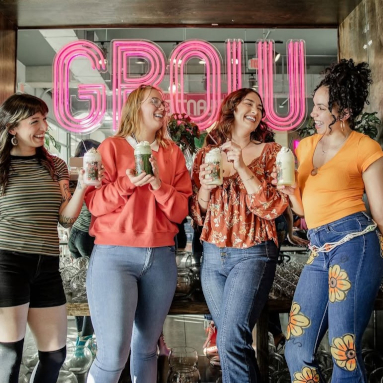 Pink Custom Neon® double lined store name sign @growplantbar