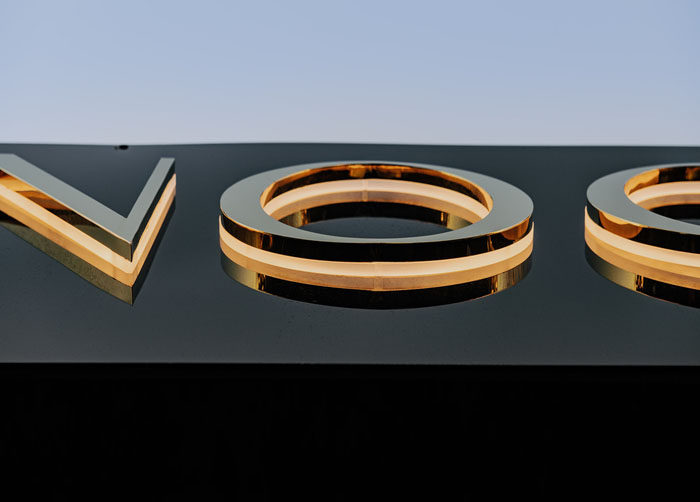 Close up of detail on a back lit sign