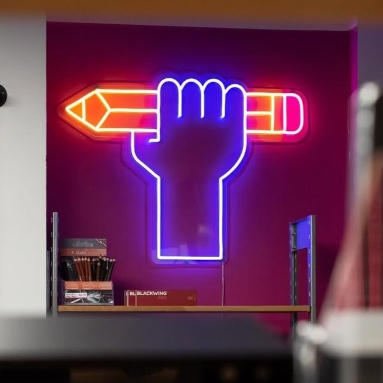 Multi colored Custom Neon® St Louis retail store sign @stlartsupply