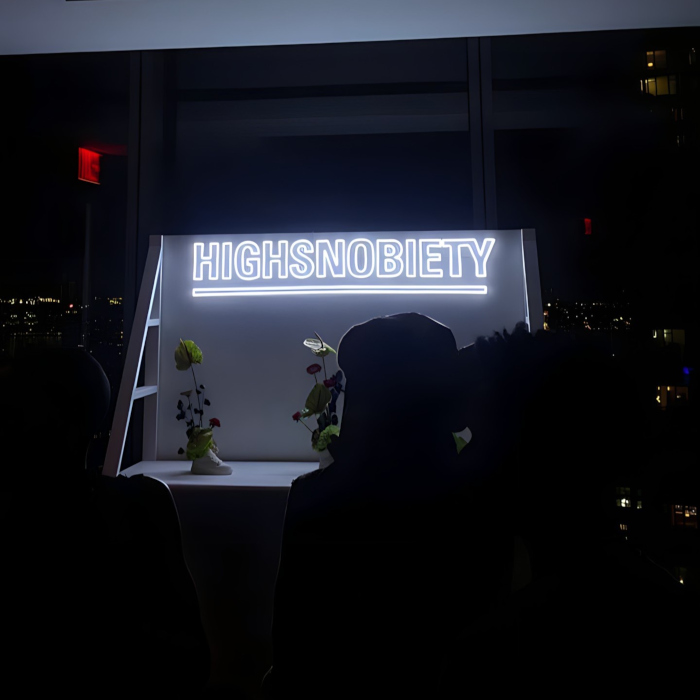 @highsnobiety white company name logo sign made by Custom Neon®