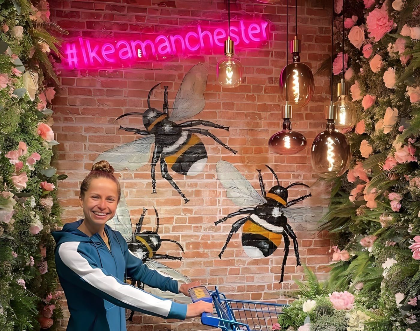 #ikeamanchester pink Custom Neon® hashtag selfie wall sign @ikeauk