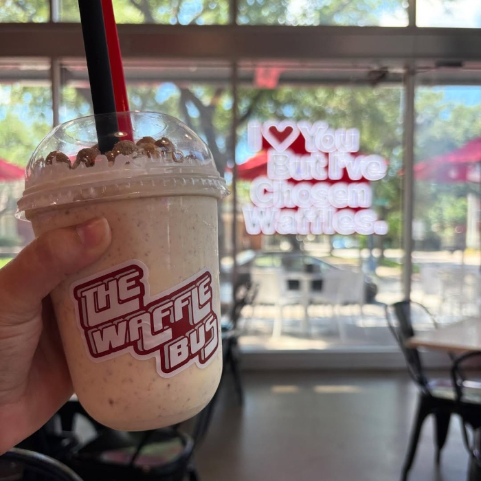 I love you but I've chosen waffles red and white Custom Neon® double-sided LED neon window sign @thewafflebus