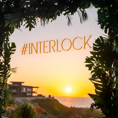 Orange #interlock Custom Neon® suspended hashtag sign @sarabrownevents