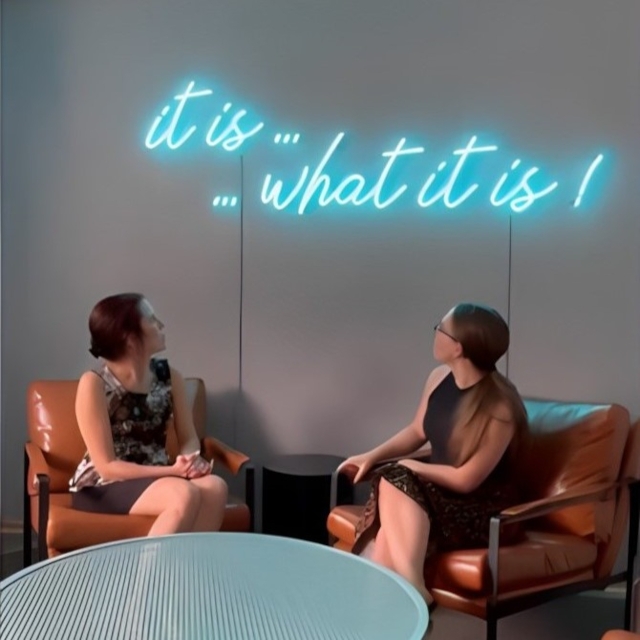 Light blue quote sign by Custom Neon® @manonprincesinteriors