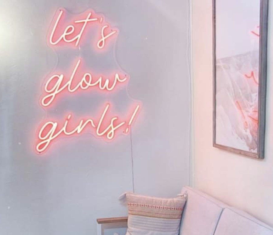 Red Let's Glow Girls Custom Neon® sign @jamskincompany