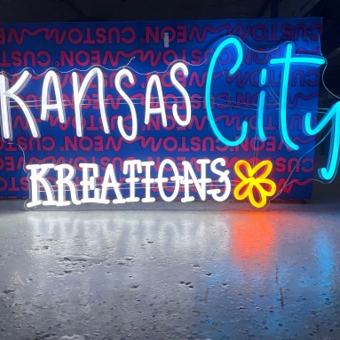 Custom Neon® colorful logo sign @kansascitykreations