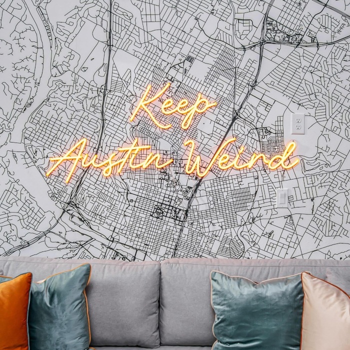 Bespoke quote sign for Austin AirBnB by Custom Neon® @somerleddesigns