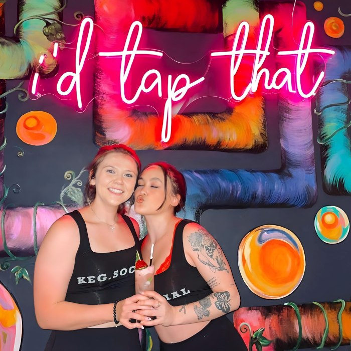Custom Neon® pink I'd Tap That selfie wall sign @kegsocialorlando