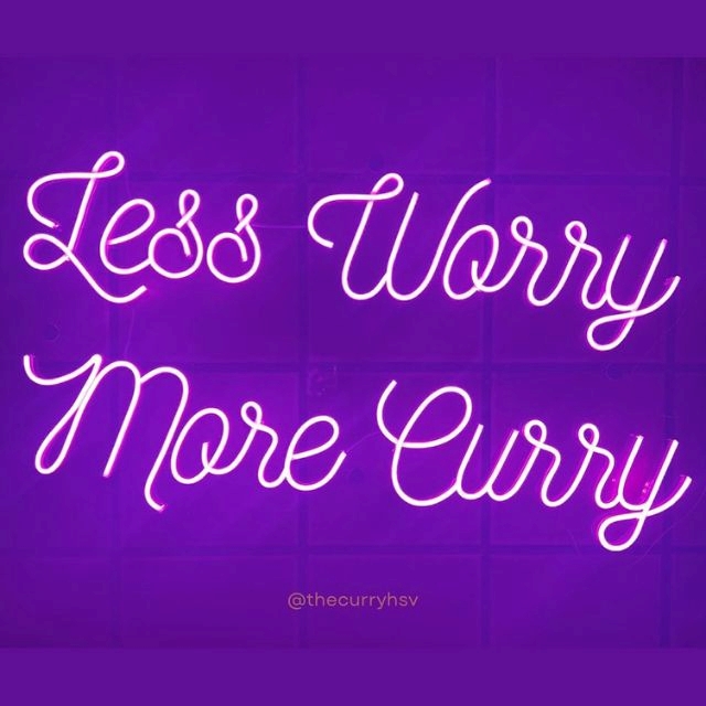 Custom Neon® restaurant selfie sign @thecurryhsv