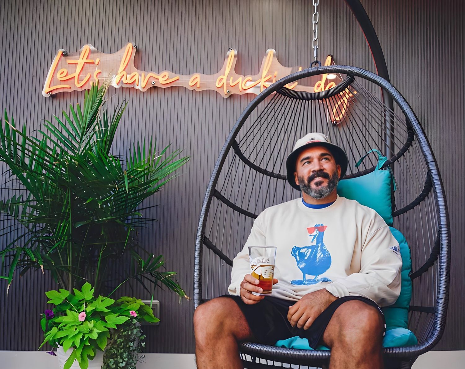 Let's have a duckin day orange Custom Neon® selfie wall sign backdrop @theblueducknl