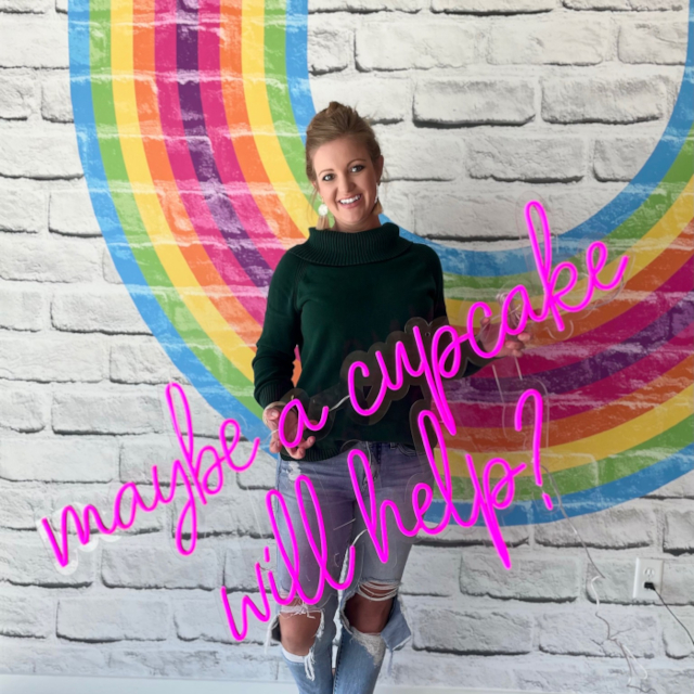 Pink bakery quote sign by Custom Neon® @smallcakescomball