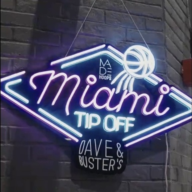 Multicolored Custom Neon® sign on black acrylic @madehoops