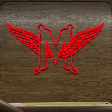 Dark red Multnomah athletic club Custom Neon® sign on a brown wall