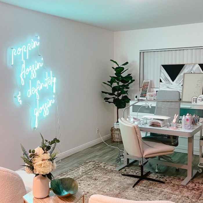 Mint green nail salon quote sign by Custom Neon® @alldaywithann