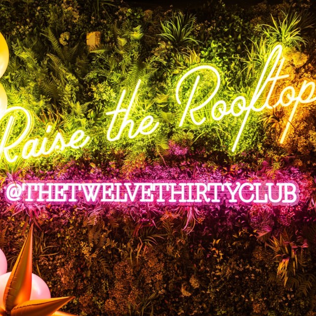 Multicolored Custom Neon® restaurant selfie sign @thetwelvethirtyclub